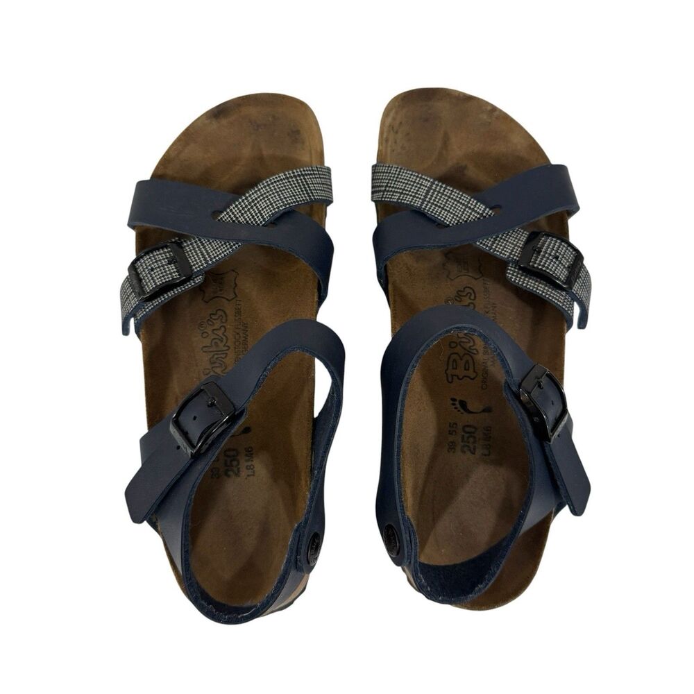 Birkenstock Birki's Lillie 39 8/8.5 NARROW Criss Cross Blue Sandal Women READ - Picture 9 of 15